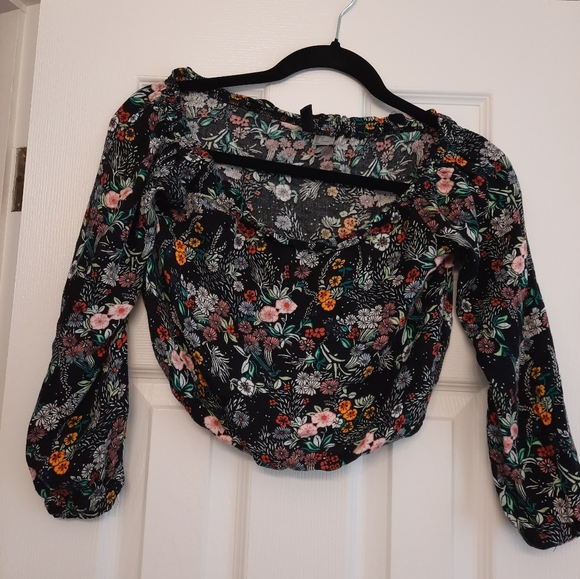 H & M divided off shoulder floral peasant top - Picture 1 of 2